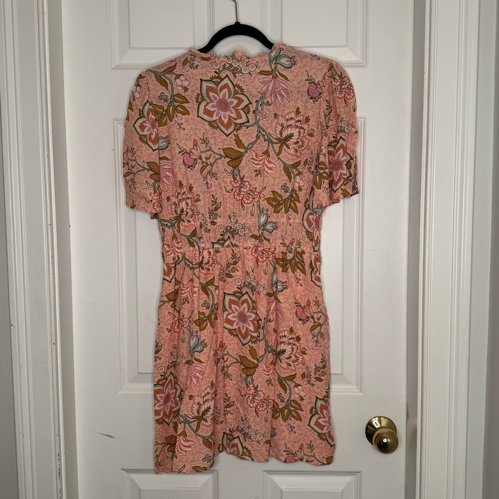 Spartina 449 Elayne Splitneck Dress Calm Waters Floral Chintz Size Medium Pink - Picture 5 of 11